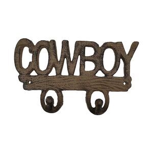 Cast Iron Cowboy Towel Hanger Coat Hat Hook Keys Holder Rack Western Tack Sign